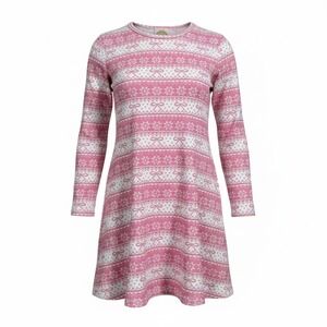 The‎ Beaufort Bonnet Company Girls Pink Fair Isle Bow Snowflake Dress 14